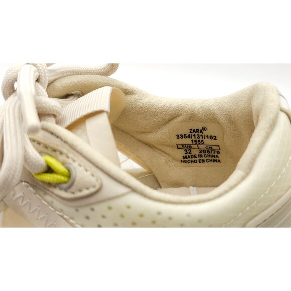 ZARA Beige White Translucent Mesh Trainer Sneakers w/ Memory Foam NWT US1 EU32 - Picture 9 of 12